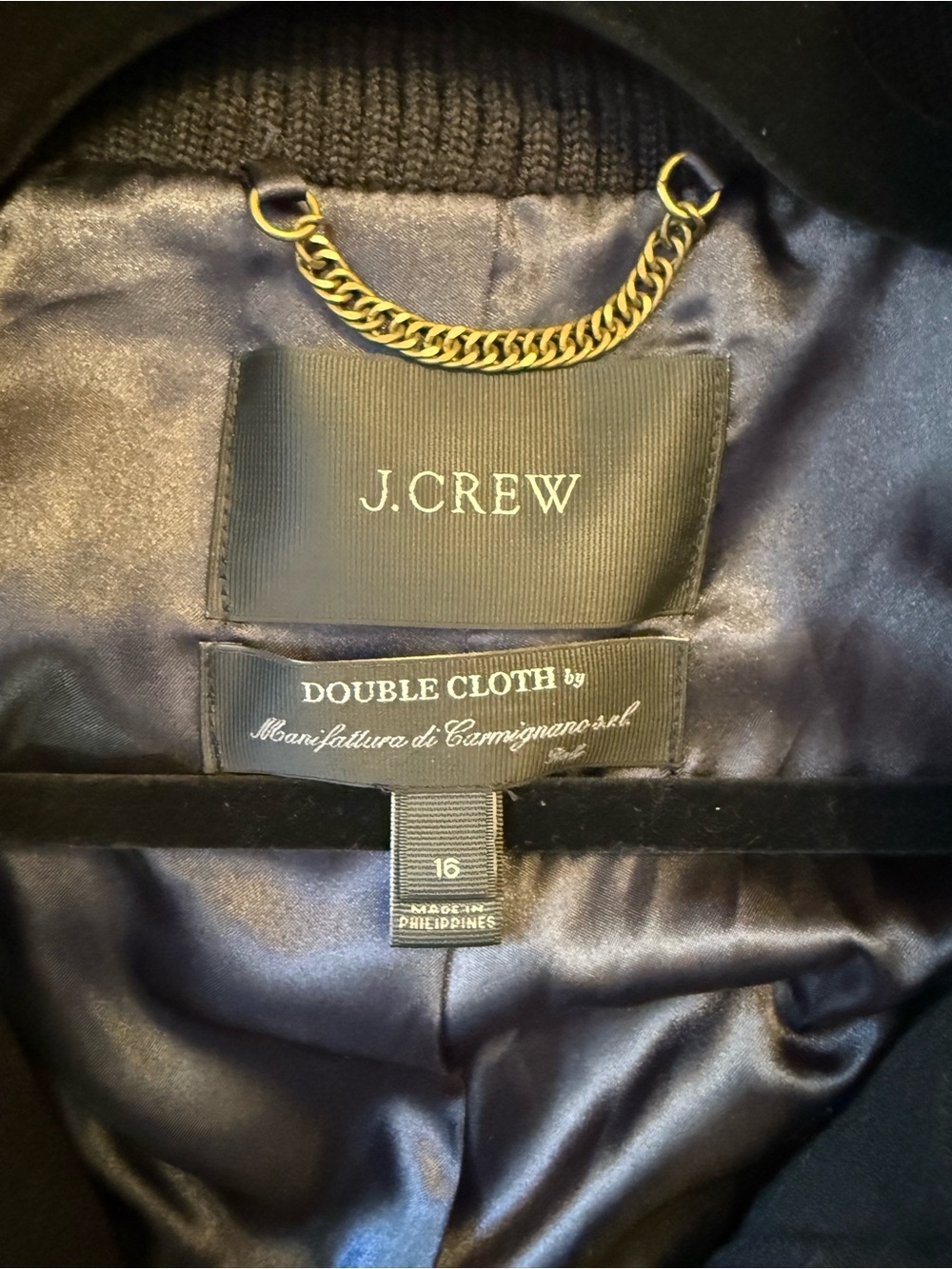 J CrewWomen's Black Stand-Collar Wool Cocoon Coat .Italian Stadium Cloth - Picture 4 of 4